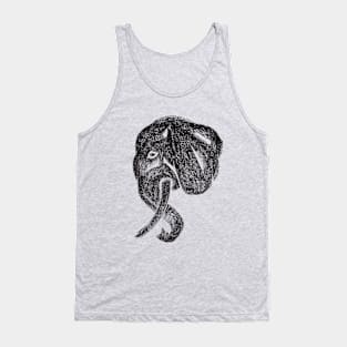 Side profile of an intelligent animal, elephant head in charcoal medium Tank Top